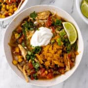 Taco Soup with toppings