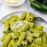 Poblano Pasta and a fork