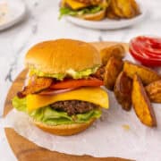 Avocado Bacon Burger with Potato Wedge Fries