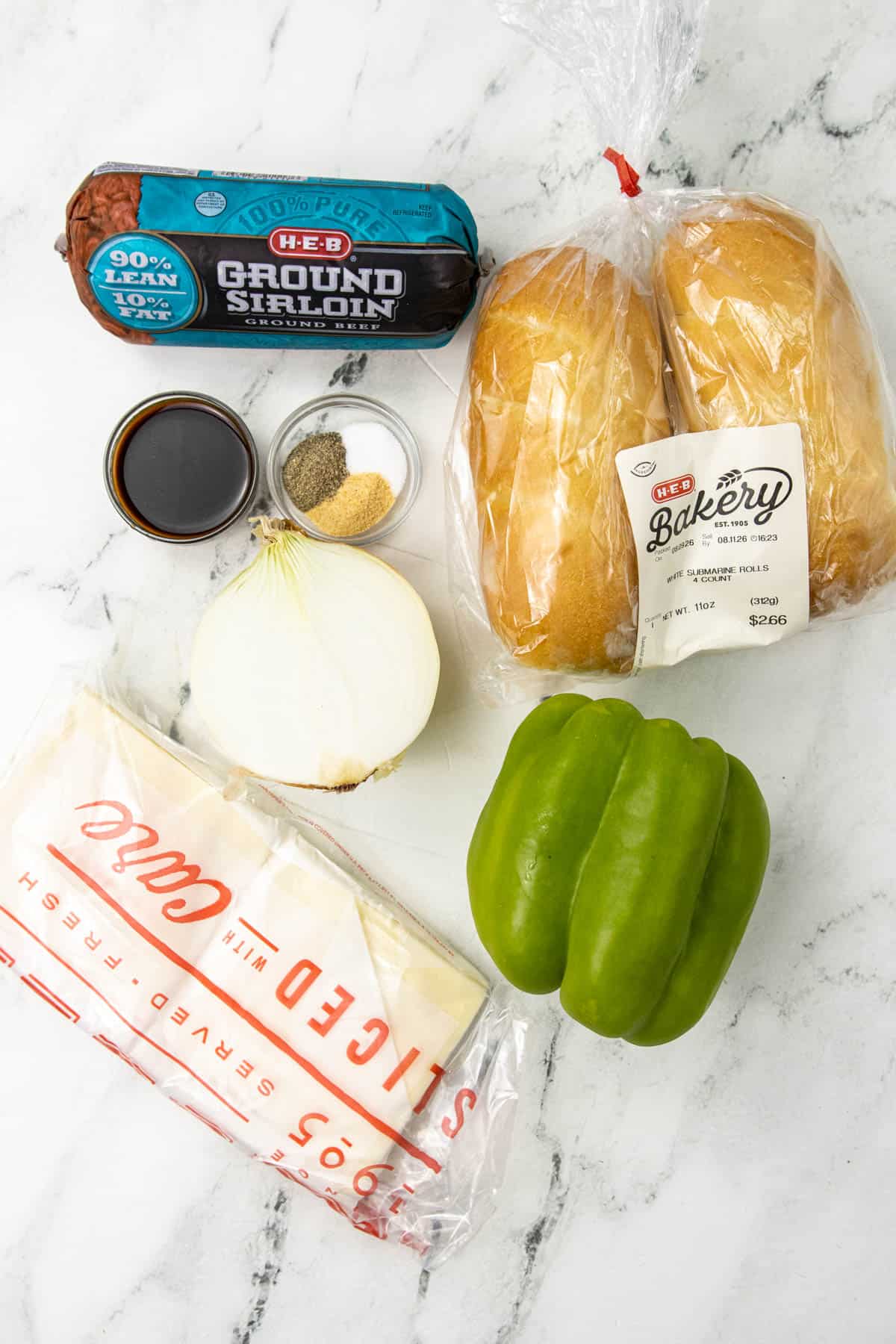 Ingredients for Philly Cheesesteak