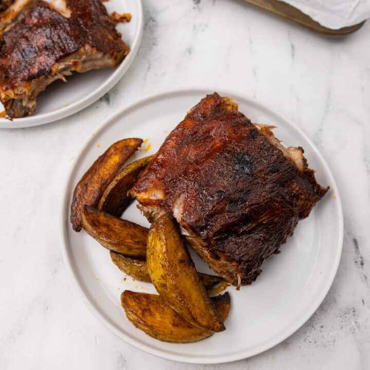 Finished Baby Back BBQ Ribs on plate