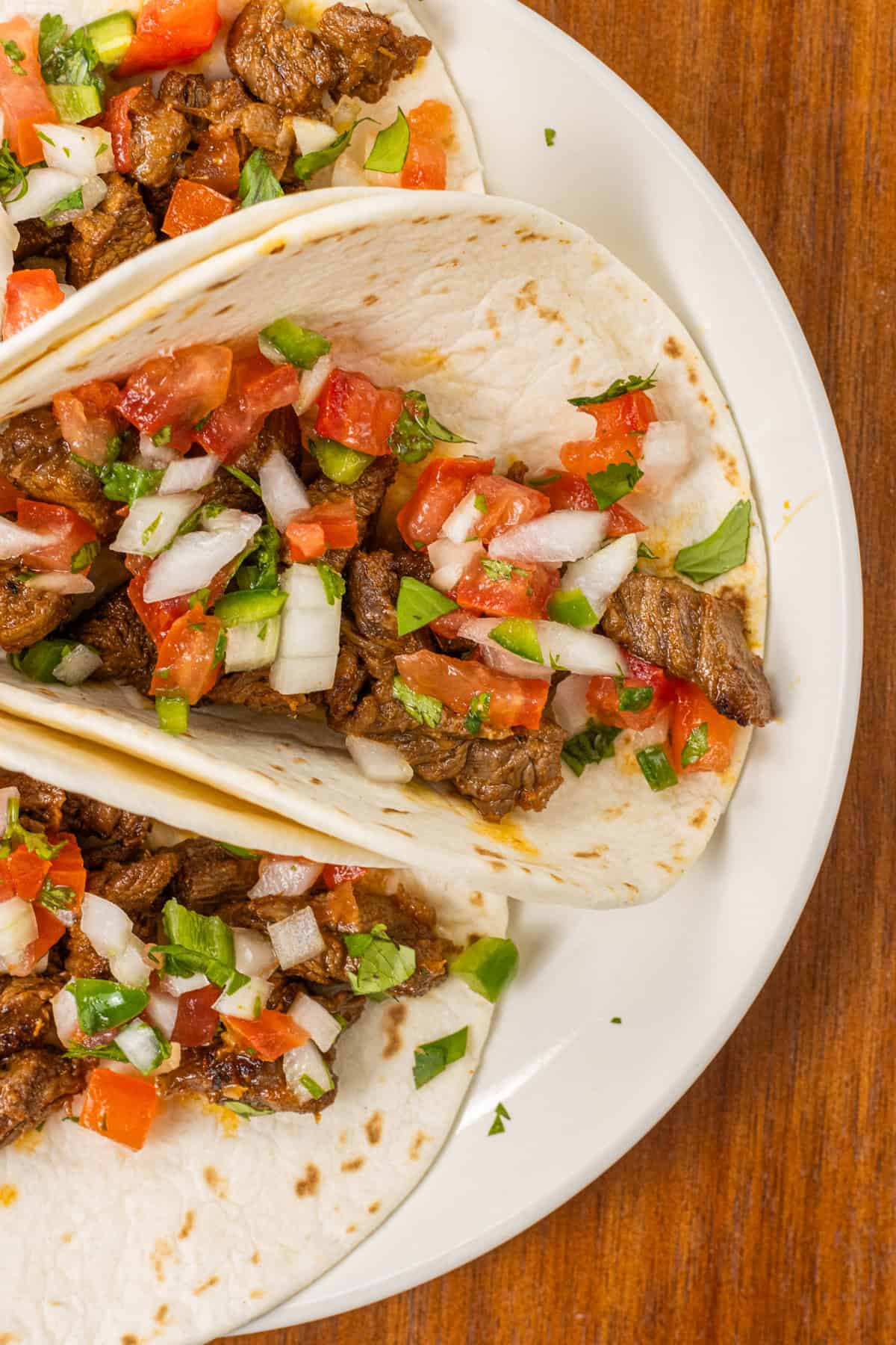 skirt steak tacos assembled