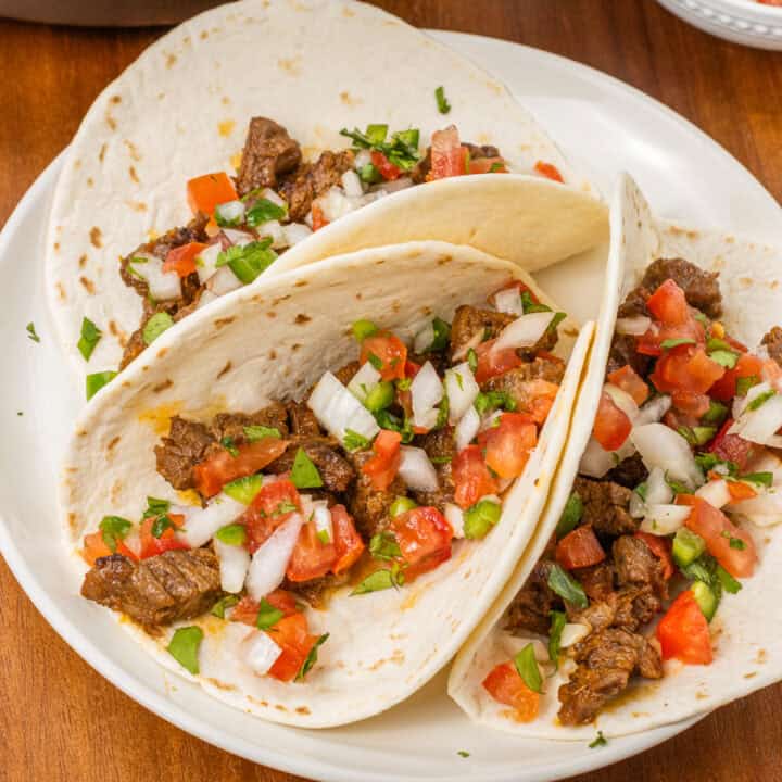 skirt steak tacos assembled two