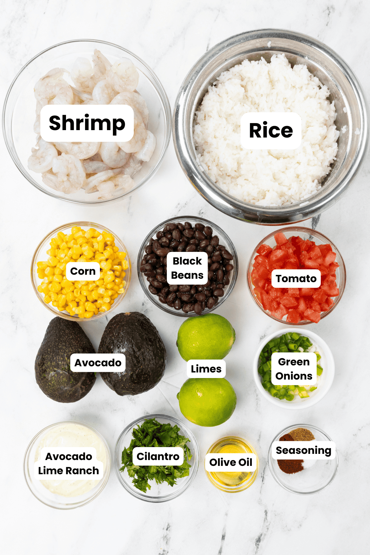 Shrimp Burrito Bowl ingredients