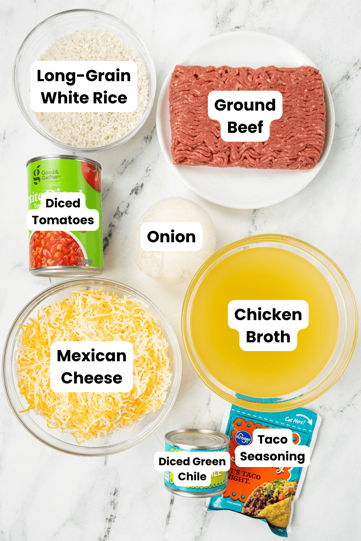 Cheesy Taco Rice Ingredients