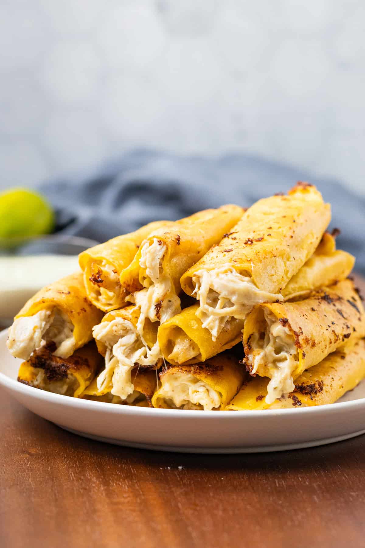 Creamy Chicken Taquitos on plate ready to serve