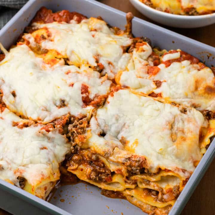 Lazy Ravioli Lasagna Sliced