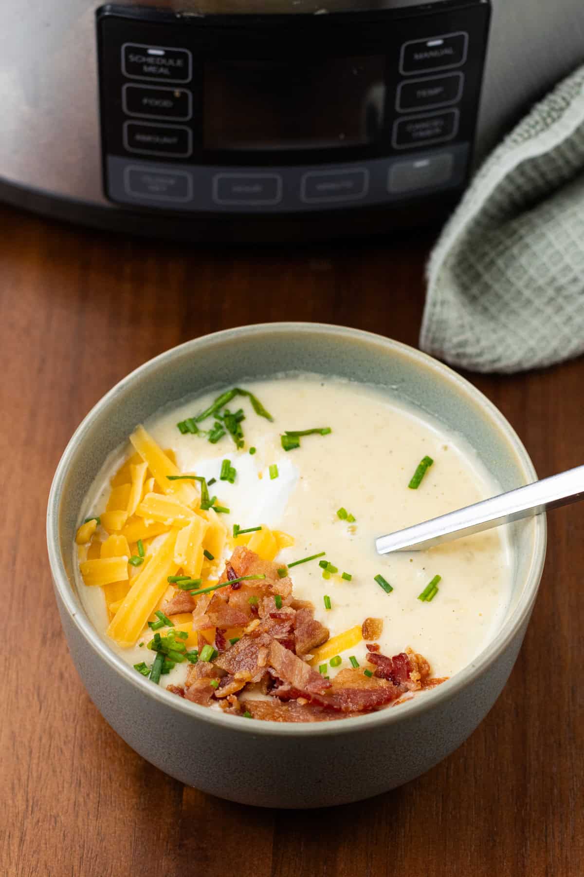 Loaded crock pot potato soup with slow cooker