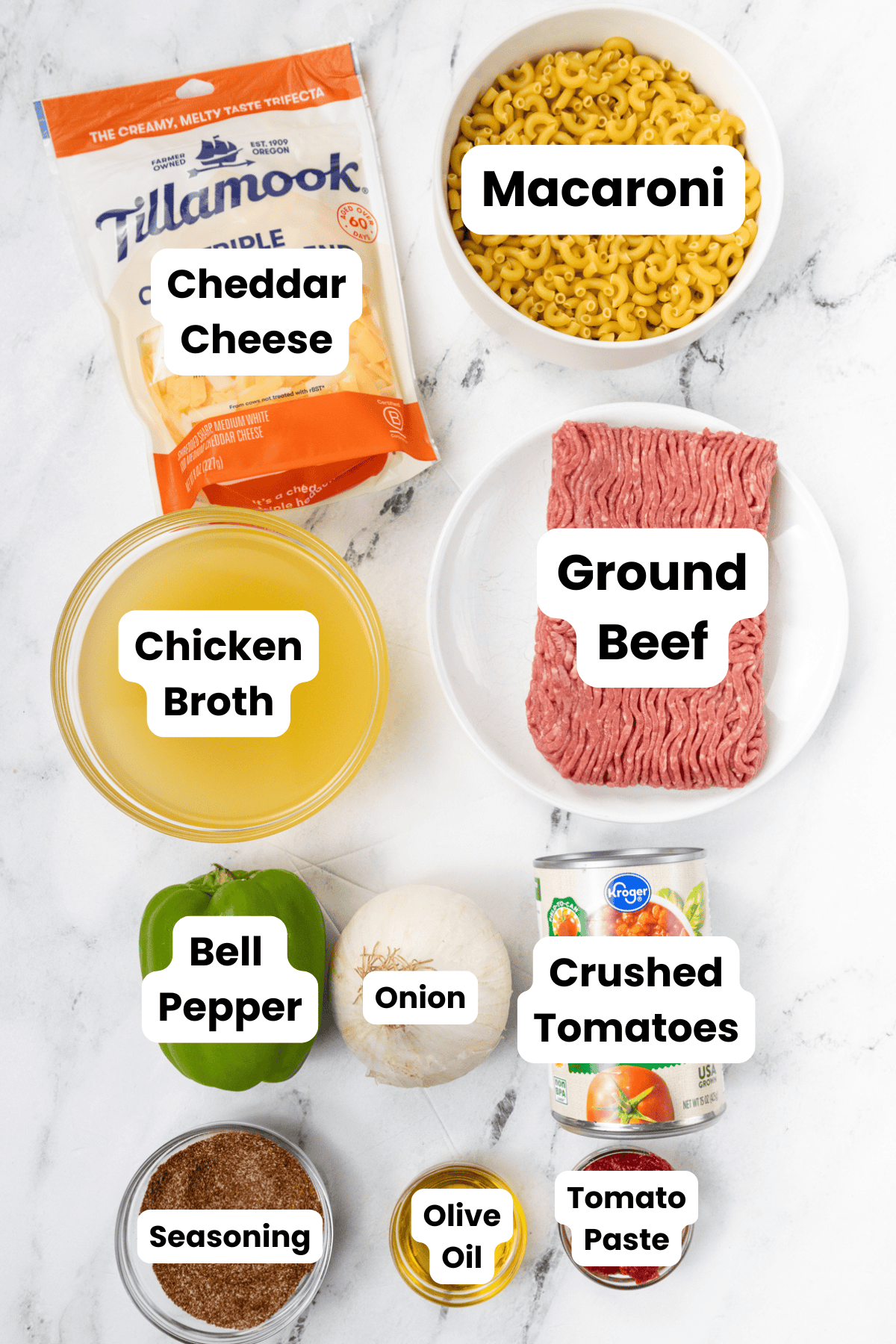 Chili Mac and Cheese ingredients