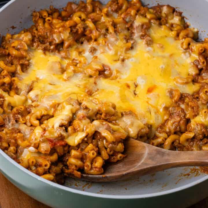 One-Pot Chili Mac and Cheese spoonful of meal