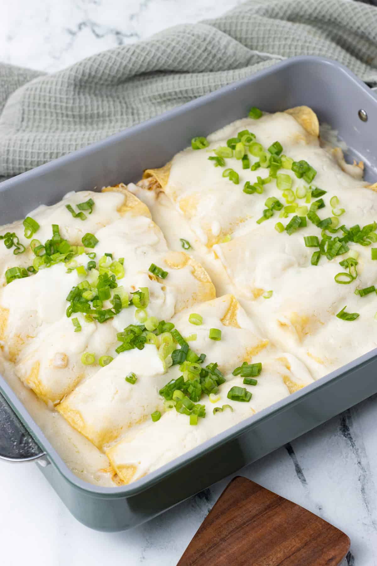 Sour Cream Chicken Enchiladas Done Served