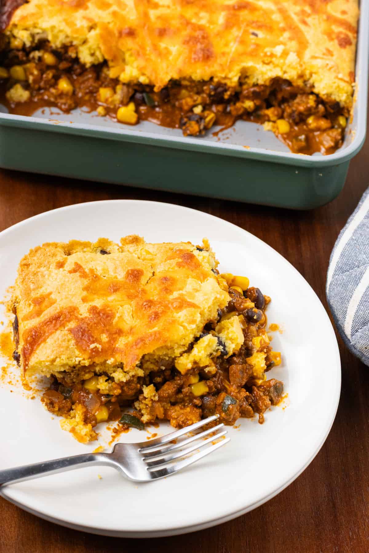 Tamale Pie With Jiffy Cornbread Slice