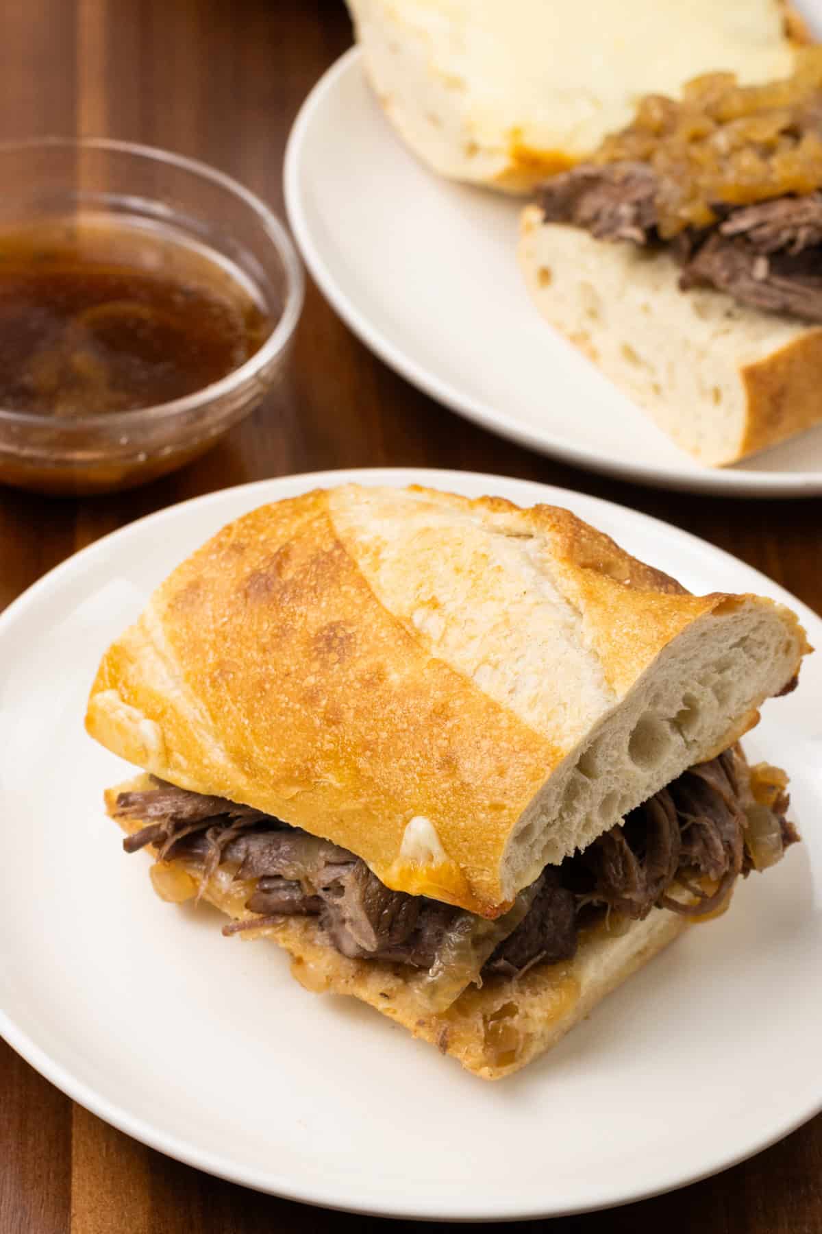 Crock Pot French Dip Sandwich plated