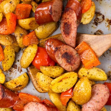 baked sausage and potatoes