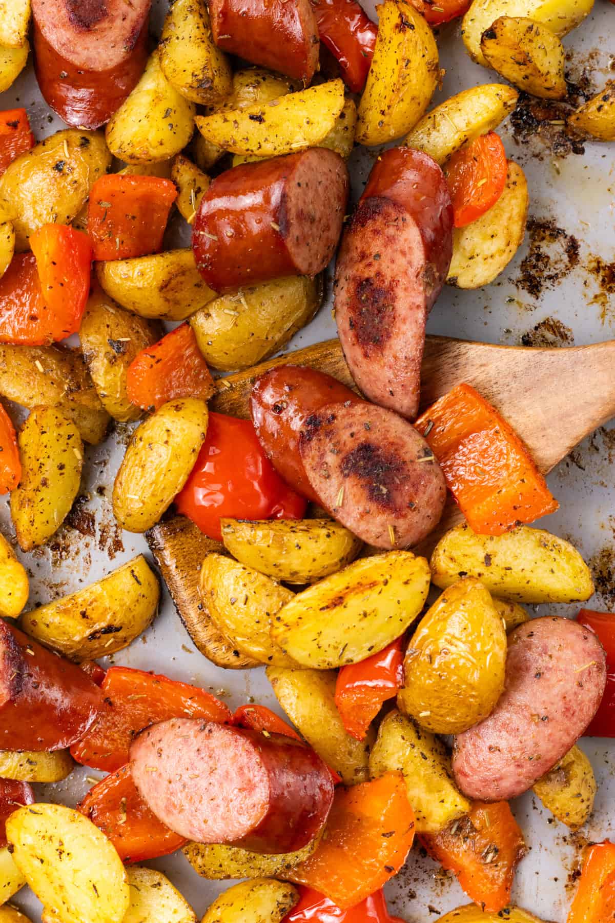 baked sausage and potatoes