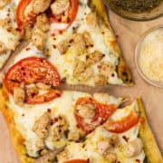Chicken Pesto Flatbread Pizza Finished close up