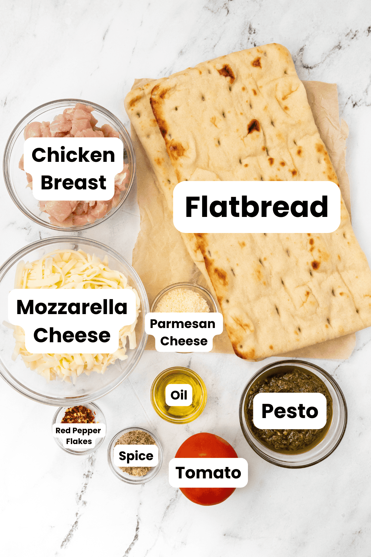 Chicken Pesto Flatbread Pizza ingredients