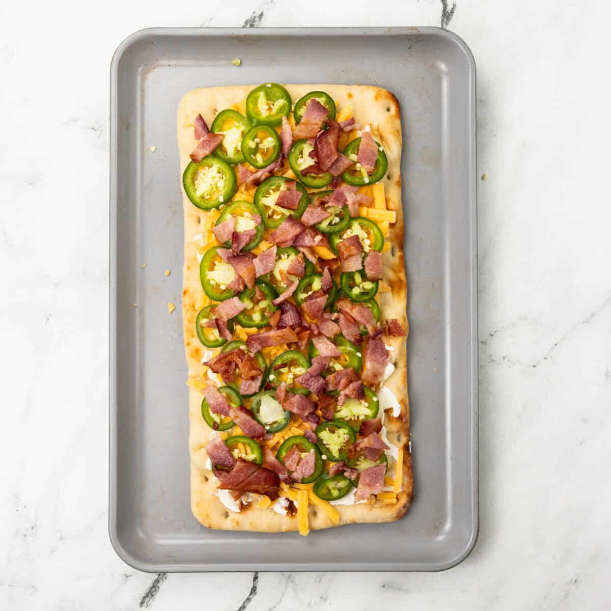 Jalapeño Bacon Flatbread Pizza Assemble