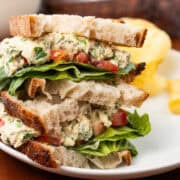 Herby Tuna Salad Sandwich sliced and plated