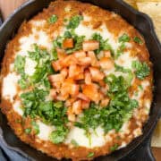 Spicy Refried Bean Dip done close up