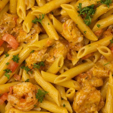 Cajun Shrimp Pasta Close Up
