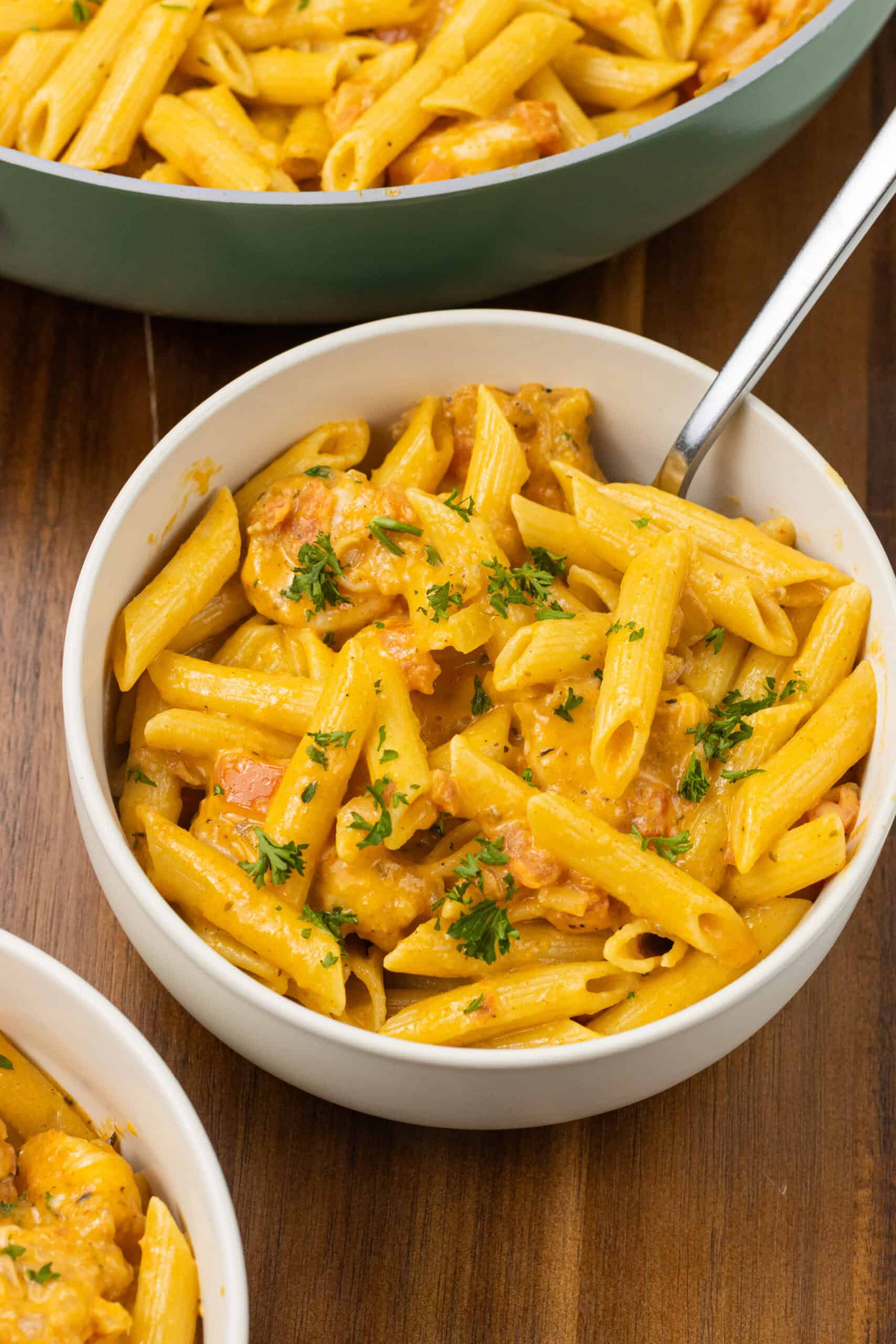 Cajun Shrimp Pasta Bowl With Spoon
