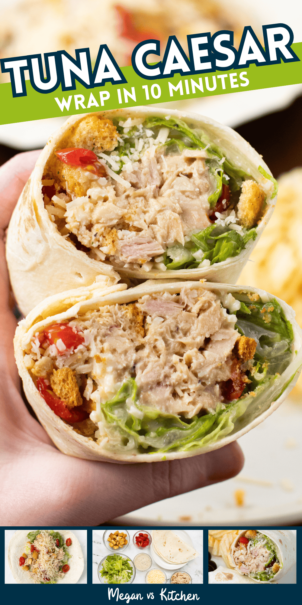 Tuna Caesar Salad Wrap Pin 1