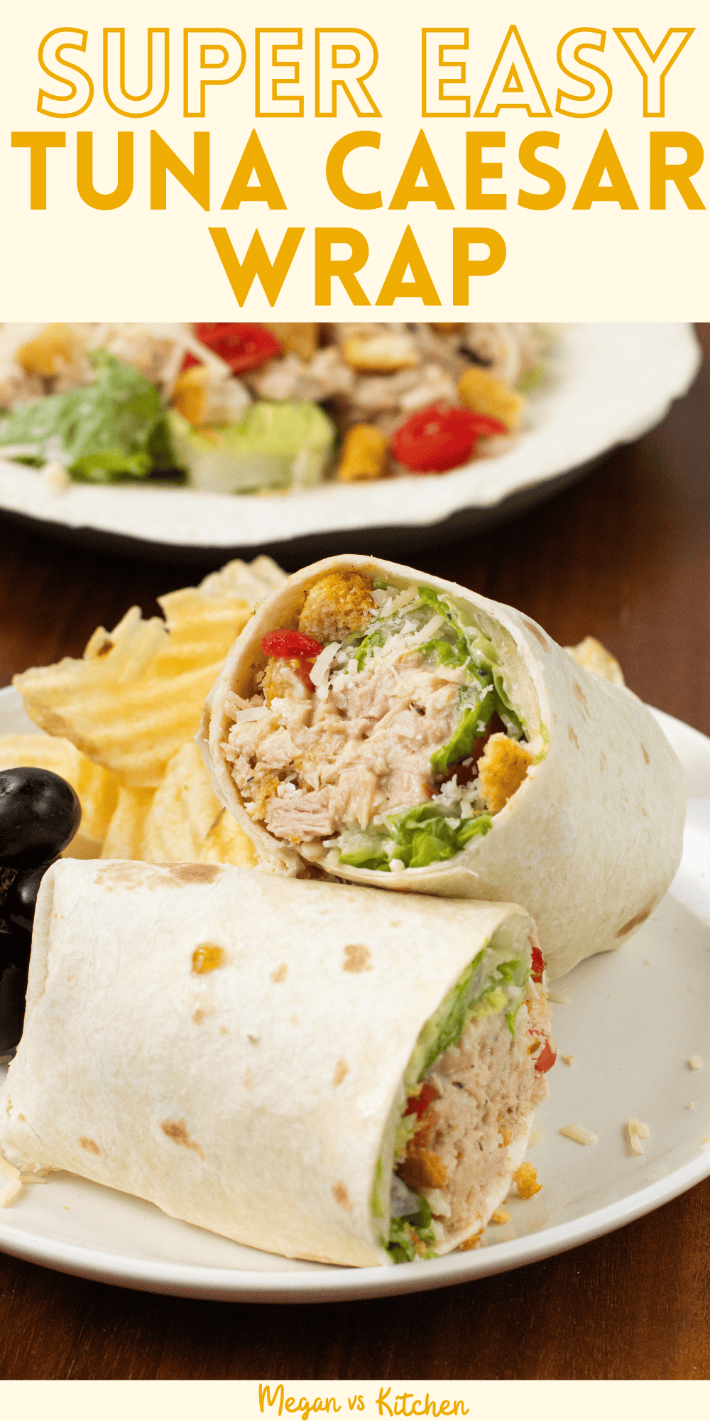 Tuna Caesar Salad Wrap Pin 3