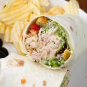 Tuna Caesar Salad Wrap Close Up
