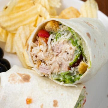 Tuna Caesar Salad Wrap Close Up