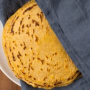 close up of corn flour tortillas