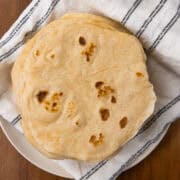 shot from above finished flour tortillas