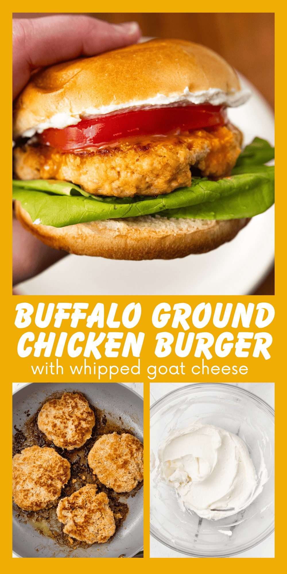 Buffalo Ground Chicken Burger with Whipped Goat Cheese Pin 2