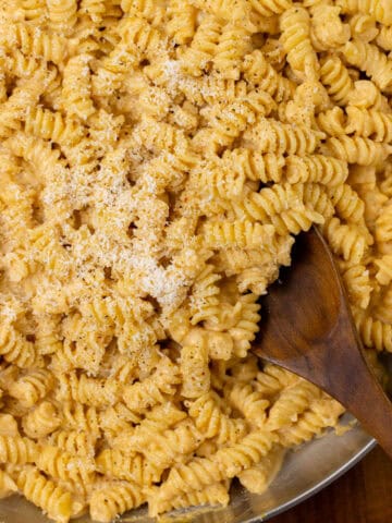 Pumpkin pasta in a pan