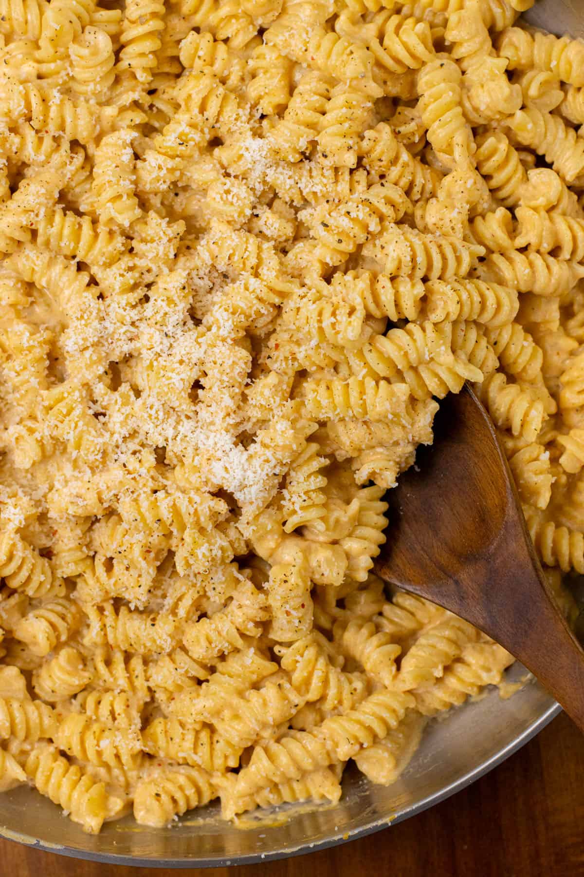 Pumpkin pasta in a pan