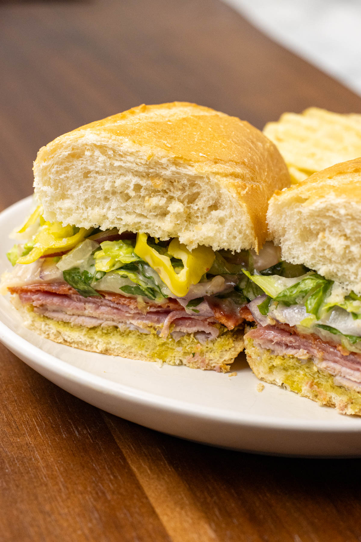 Italian Grinder Sandwich cut into half