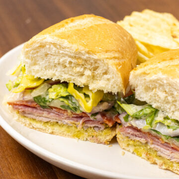 Italian Grinder Sandwich cut in half