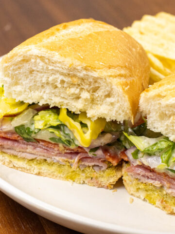 Italian Grinder Sandwich cut in half