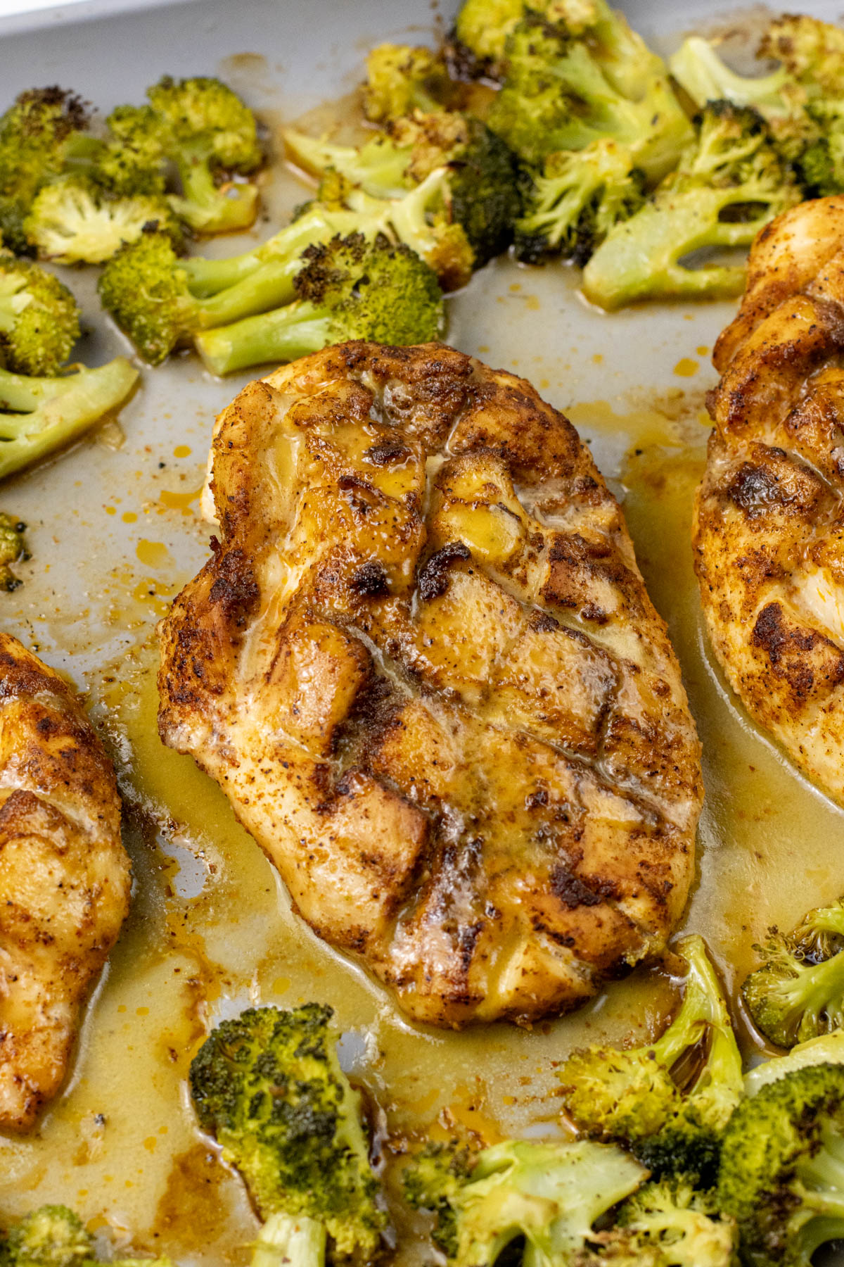 Baked Honey Mustard Chicken and Broccoli on a sheet pan