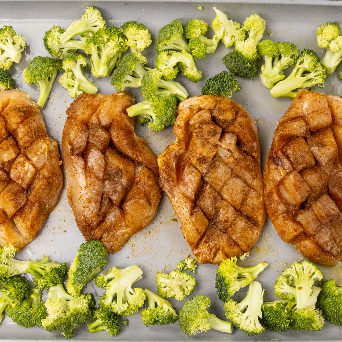 Chicken with Broccoli on a sheet pan